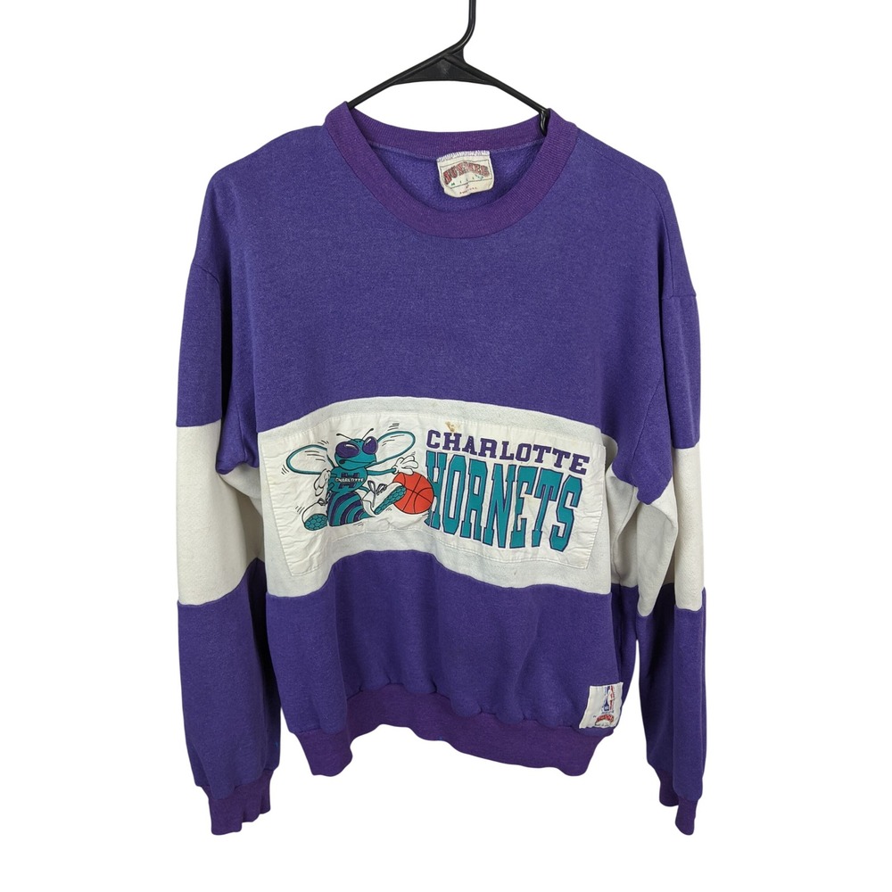 Vtg Charlotte Hornets Sweatshirt Nutmeg Mills NBA Made In USA Large Stains